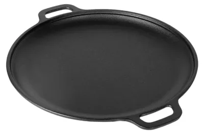 Zdjęcie produktu dla Patelnia żeliwna - patelnia grillowa o średnicy 27 cm - do użytku na kuchenkach gazowych i indukcyjnych - bez powłoki - płaska patelnia idealna do steków i pizzy - kolor czarny
