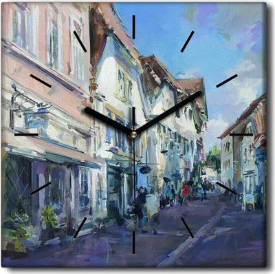 Produktbild von Coloray Uhr auf Leinwand 30x30 cm Wand Uhr Dekoration Wohnzimmer Segeltuch schwarze Hände -Landschaftsarchitektur
