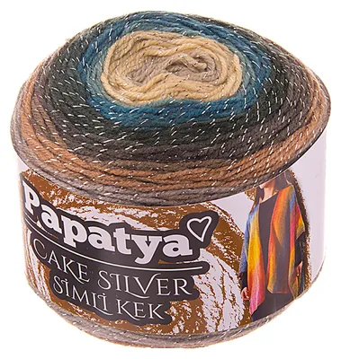 150g Papatya Cake Silver mit Glitzerfaden 309