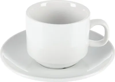 Produktbild von Olympia Whiteware Teetassen + Untertassen - 20cl - 12 Sets - Porzellan