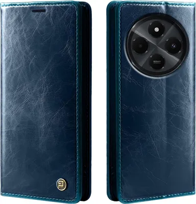 Produktbild von Handyhülle für Xiaomi Redmi 14C Kunstleder Flip Vintage Cover Hülle RFID Schutz Case Kartenfach Farbe: Blau