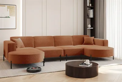 Produktbild von Wohnlandschaft U-Form Sofa VALENCIA XL in Stoff Quelle Ziegelbraun