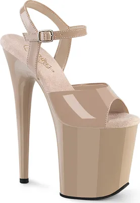 Produktbild von FLAMINGO-809 y Pleaser Damen High-Heels Riemchen Plateausandaletten beige Lack