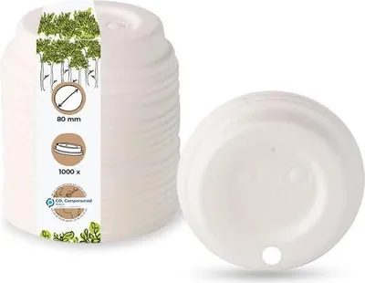 Immagine prodotto di Cardboard lid for BIOZOYG coffee cups Ø80 mm with hole 1000 pcs.