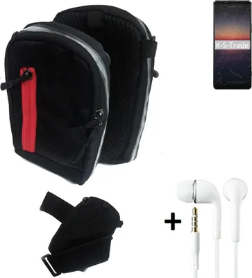 Produktbild von K-S-Trade Outdoor Gürteltasche Holster Umhängetasche + Kopfhörer kompatibel mit Sony Xperia 1 II schwarz Handy Tasche Case travelbag Schutzhülle