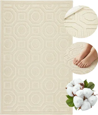 Produktbild von Badematte - Beigefarben - 73x135 Cm - Ägyptische Baumwolle - Rutschfest - 1500 g/m2 - Waschbar - LINO
