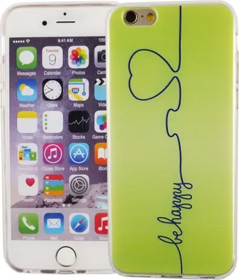 Produktbild von Handy Hülle für Apple iPhone 6 / 6s Cover Case Schutz Tasche Motiv Slim Silikon TPU Be Happy Grün