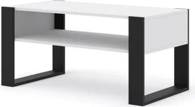 Obrázek produktu pro Konferenční stolek MONDI 100 x 50 cm Konferenční stolek s policí Bílá rohož / černá