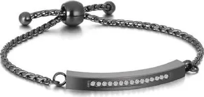 Produktbild von Luxe As Armband mit Ashanger - Verstellbar 18-28 cm - Gedenkschmuck für Asche, Haare oder Parfum - Schwarz