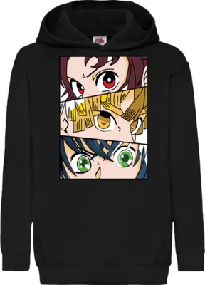 Obrázek produktu pro Dětská Mikina S Kapucí Demon Anime Slayer Trio, 12-13 Jahr - 152 / Černá