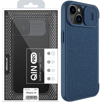 Produktbild von Nillkin Qin Cloth Pro Hülle für iPhone 14 Plus Kameraschutz Holster Cover Flip Case Blau