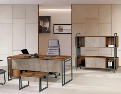 Image de Classiqueе Meuble de bureau complet Marron Bureau d'angle 3pcs Bois
