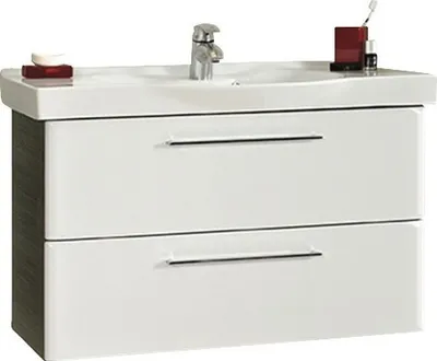 Produktbild von Pelipal Badmöbel-Set Sera BxHxT 92 x 57,5 x 47 cm Frontfarbe weiß hochglanz mit Waschtisch Keramik weiß 979.000920