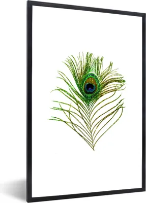 Produktbild von MuchoWow® Gerahmtes Poster Pfauenfedern - Grün - Augen 60x90 cm - Poster mit Schwarzem Bilderrahmen Wandposter Rahmen Foto Bilder - Kunst