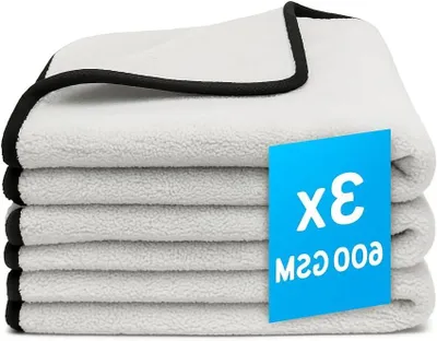 Produktbild von Mikrofaser-Autotücher – Poliertücher-Set – Autopflege – Streifenfreie Reinigung – 30x30 cm – Grau