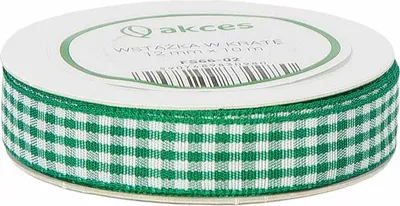 Zdjęcie produktu dla Wstążka w kratkę biało - zielona 12mm - 10mb