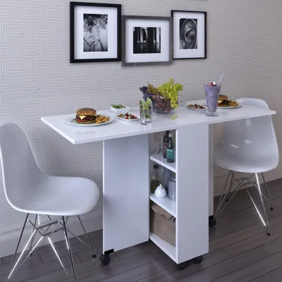 Produktbild von Klappbarer Esstisch - Platzsparend - Modernes Design - 140x60x75 cm - 6 Verriegelbare Rollen