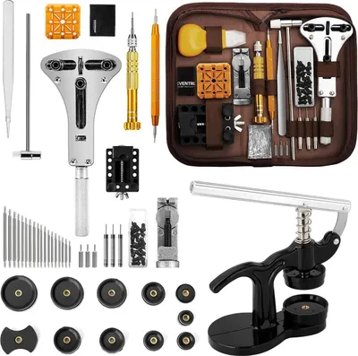 Image de Set d'outils d'horloger Horloge Presse Outil d'emmanchement Outil de réparation Remplacement de la pile Fermeture du boîtier Outil de réparation avec 12 plaques de pression