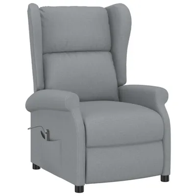 Imagen del producto de Sillón reclinable eléctrico, color gris claro, tapizado en tela, dimensiones: 95 x 73 x 103 cm
