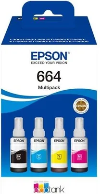 Produktbild von Epson EcoTank 664 - 4er-Pack - Schwarz, Magenta, Cyan, Gelb