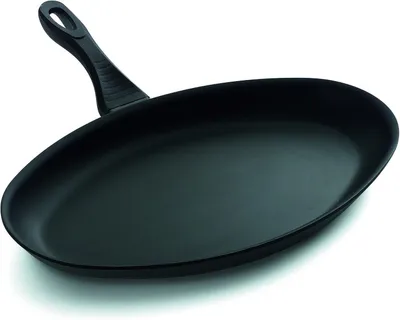 Productafbeelding van Vispan Ovaal - Koekenpan - Vis Bereiden - Antiaanbaklaag - 41 x 28 cm - Zwart