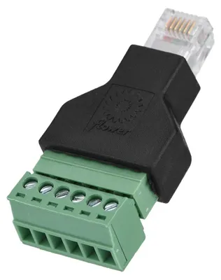 RJ12-Stecker auf Schraubklemmen-Adapter, 6P6C, schwarz