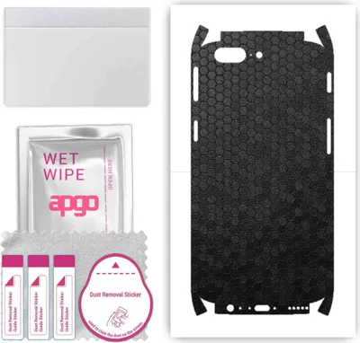 Produktbild von apgo Rückseite + Seiten Schutzfolie, Skin, kompatibel mit OnePlus 5, Hinten Displayschutzfolie aus Vinylfolie, kratzfest, einfache Montage - Schwarze Honigwabe