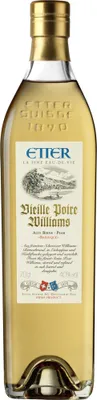 A bottle of Etter Vieille Poire Williams eau-de-vie.