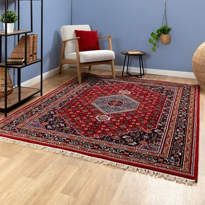 Produktbild von Steffensmeier Orientteppich Bidjar Royal | Orient Wohnzimmerteppich | Schurwolle | handgeknüpft mit Fransen | Rot, Größe:  70x140 cm