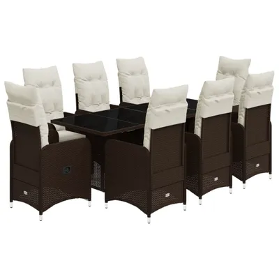 Produktbild von "im Sonderangebot" 9-tlg. Garten-Bistro-Set - elegantes Design - Sitzgruppe/Tisch+ Stuhl - elegantes Design - Sitzgruppe/Gartenmöbel-Set - mit Kissen Braun Poly Rattan - Terassenmöbel DEMöbel913052
