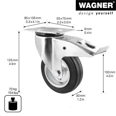 Image de Wagner design yourself Transportgeraete-Lenkrolle RO 7104 silber (4710401)