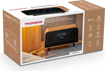 Produktbild von Thomson Bluetooth Radiowecker RT850BT Retro-Eleganz schwarz Holz TH388916