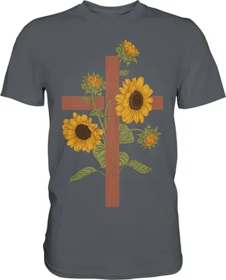 Produktbild von Religion Sonnenblumen Kreuz T-Shirt Christlicher Gärtner Geschenk – Dark Grey / XL