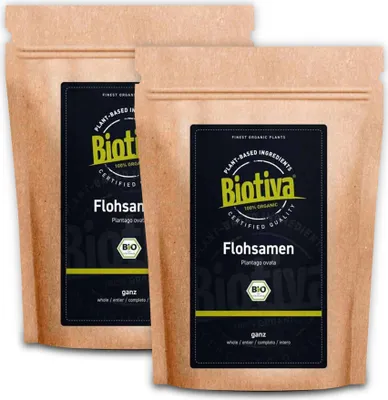 Produktbild von Biotiva Flohsamen ganz 2kg (2x1000g) aus biologischem Anbau