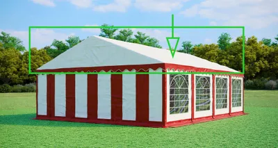 Obrázek produktu pro Náhradní střešní plachta pro párty stan 6x8 m – PVC 500 g/m², boční výška 2 m, bez konstrukce - Červeno-bílá