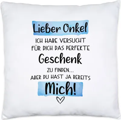 Produktbild von Onkel Geschenk Kissen Inkl. Füllung Lustige Geschenkidee Für Den Besten Onkel Nichte Neffe
