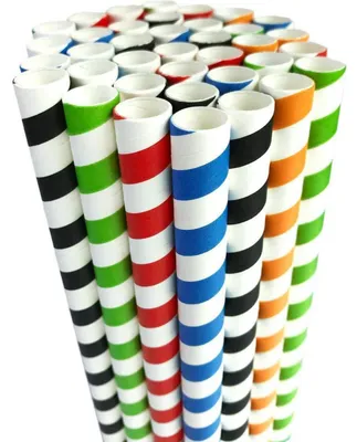 Produktbild von Papier-Trinkhalme Jumbo 12mm breit 50 Stück bunt kompostierbar BPA-frei für Bubble Tea
