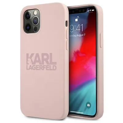 Produktbild von Karl Lagerfeld KLHCP12LSTKLTLP iPhone 12 Pro Max 6,7" Silicone Stack Logo rosa/rosa Schutzhülle