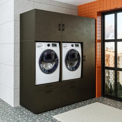 Immagine prodotto di Roomart SERIE 2: mobile da appoggio per lavatrice, larghezza 179 cm, nero-rovere