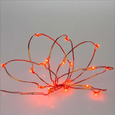 LED-Lichterkette rot, 20 LEDs, Kupferdraht, 1,05 m, batteriebetrieben