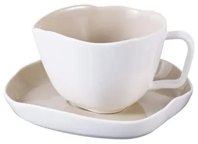 Image de Service à café Bricard Bonnes en porcelaine blanc-taupe 12 pièces 200 ml