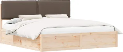 Zdjęcie produktu dla Łóżko Drewniane 180x200 Brązowe Rama Łóżka ze Stelażem Dwuosobowe