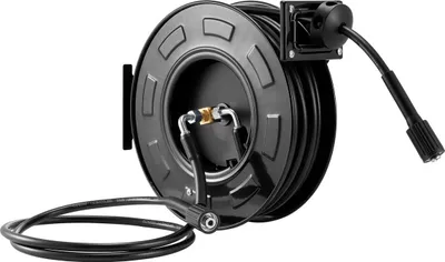 Immagine prodotto di Avvolgitubo per idropulitrice, 18,3 m x 6,4 mm Avvolgitubo retrattile in acciaio per impieghi gravosi, 4000 PSI max, riavvolgimento automatico, montaggio flessibile a parete/pavimento per lavaggio auto, giardino, pulizia pavimenti