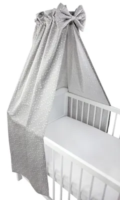 Zdjęcie produktu dla TupTam baldachim do łóżeczka dziecięcego z kokardą, kolor: gwiazdki szary 2, rozmiar: ok. 160x240 cm