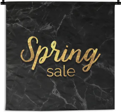 Produktbild von MuchoWow® Wandteppich Wandbehang Verkauf - Frühling - Gold - Marmor 150x150 cm Tapisserie Dekoration Wandtuch - Wohnaccessoires - Modernes