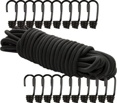 Immagine prodotto di Corda elastica Dreamprint da 8 mm, nera, 20 m, con 20 ganci a spirale