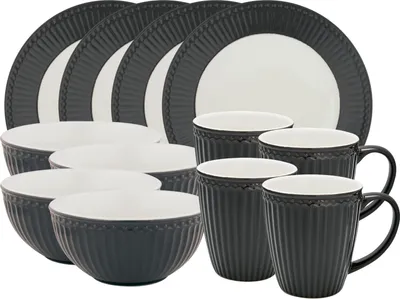 Produktbild von Greengate Alice Frühstücksset dark grey 12tlg