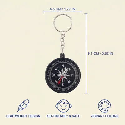Imagen del producto de Kinderkompass de 12 piezas, de varios colores, con mosquetón, ideal para actividades al aire libre