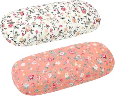 Produktbild von 2 Stück Brillenetui Floral Damen, Tragbar Blumen Brillenetui Box, Stoffe Hart Schalen Brillenetuis, Glasses Case Aesthetic aus Blumenstoff für Brillen Lesebrillen, Kleine Sonnenbrillen