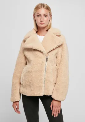 Image de Manteau pour femme Urban Classics Ladies Sherpa Biker Jacket unionbeige - XL Veste avec fourrure